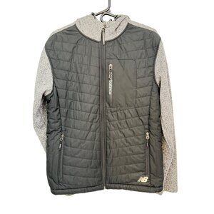 New Balance Quilted Front Full-Zip Hoodie - Men's S - Black/Gray